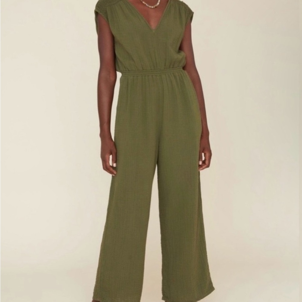 NWT Xirena Nell Cotton Gauze Jumpsuit in Basil Green